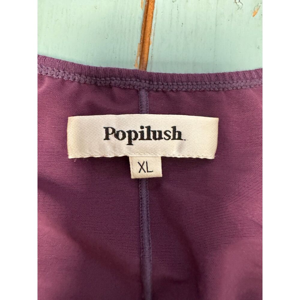 Popilush XL Plum Maxi Dress Built-In Shapewear Square Neck Long Sleeve Bodycon - Picture 3 of 11